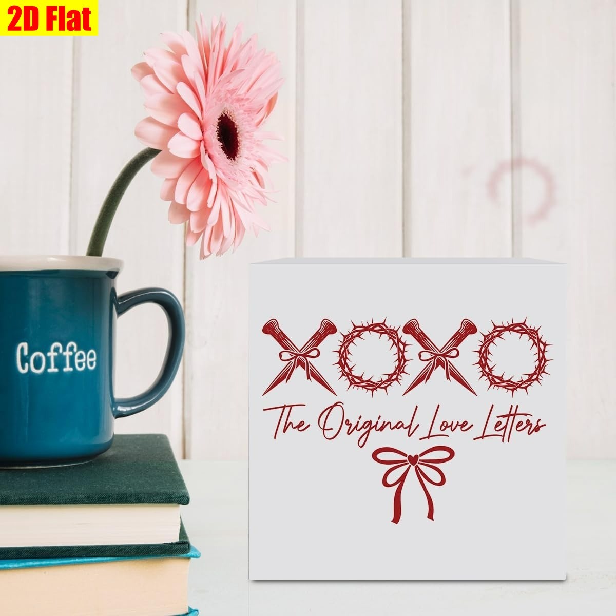 5x5in Wooden Box Decor “XOXO The Original Love Letters” Religious Love Sign Gift
