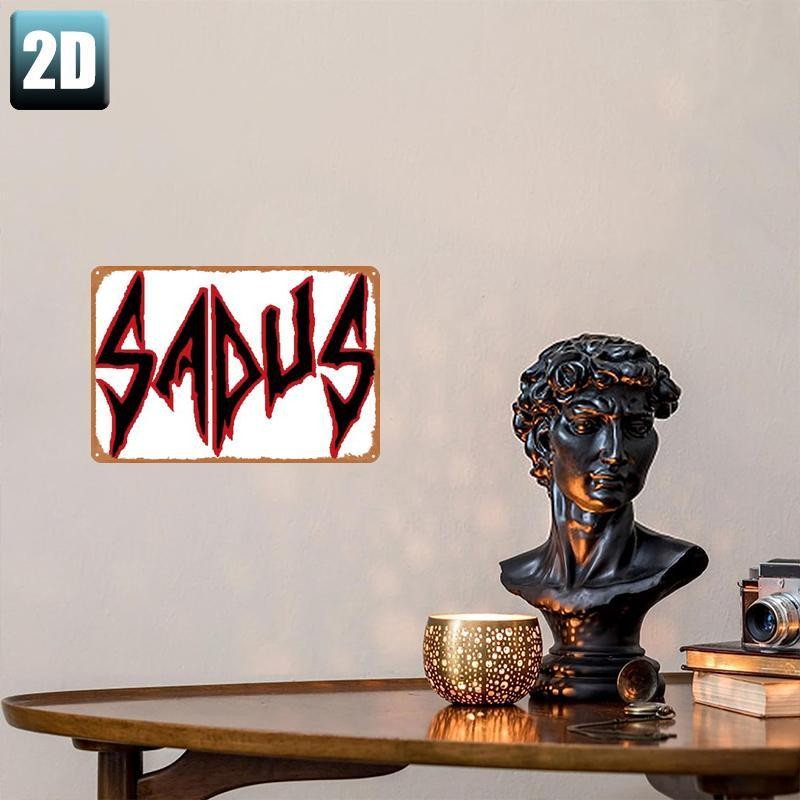 Red Black Sadus Letter Metal Sign Heavy Metal Fan Room Hanging Wall Art
