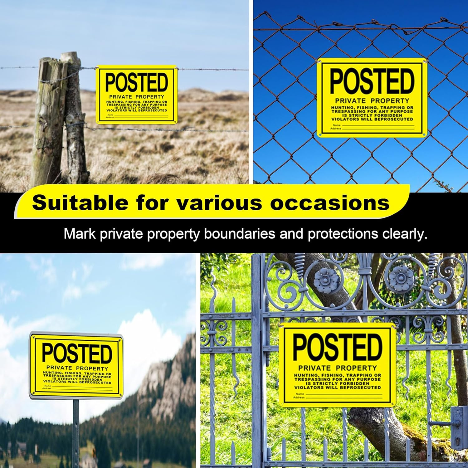 30 Pcs Posted Signs No Trespassing No Hunting Signs Metal Private Property