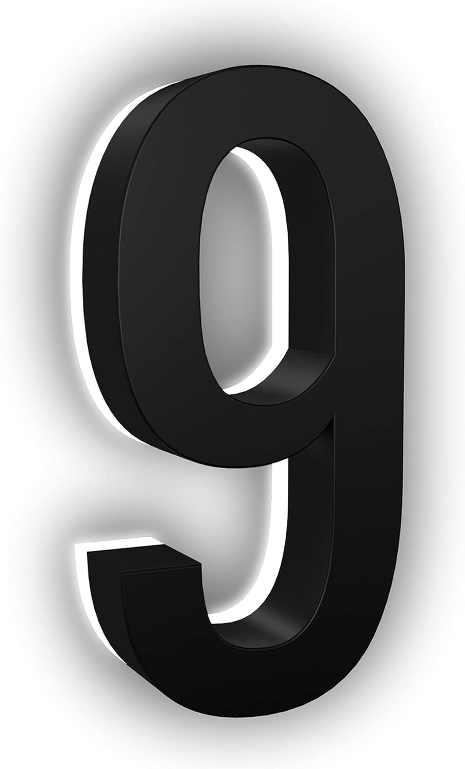 Backlit LED House Numbers – 7″ Stainless Steel Modern Address Sign (9, Black)