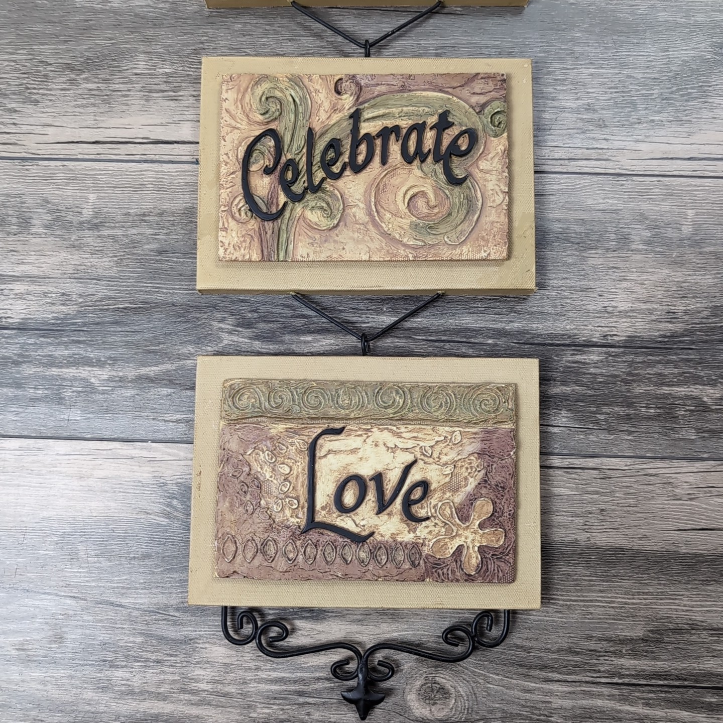 Vintage Home Interior Plaques “Live, Dream, Celebrate, Love” 4 Piece Wall Set