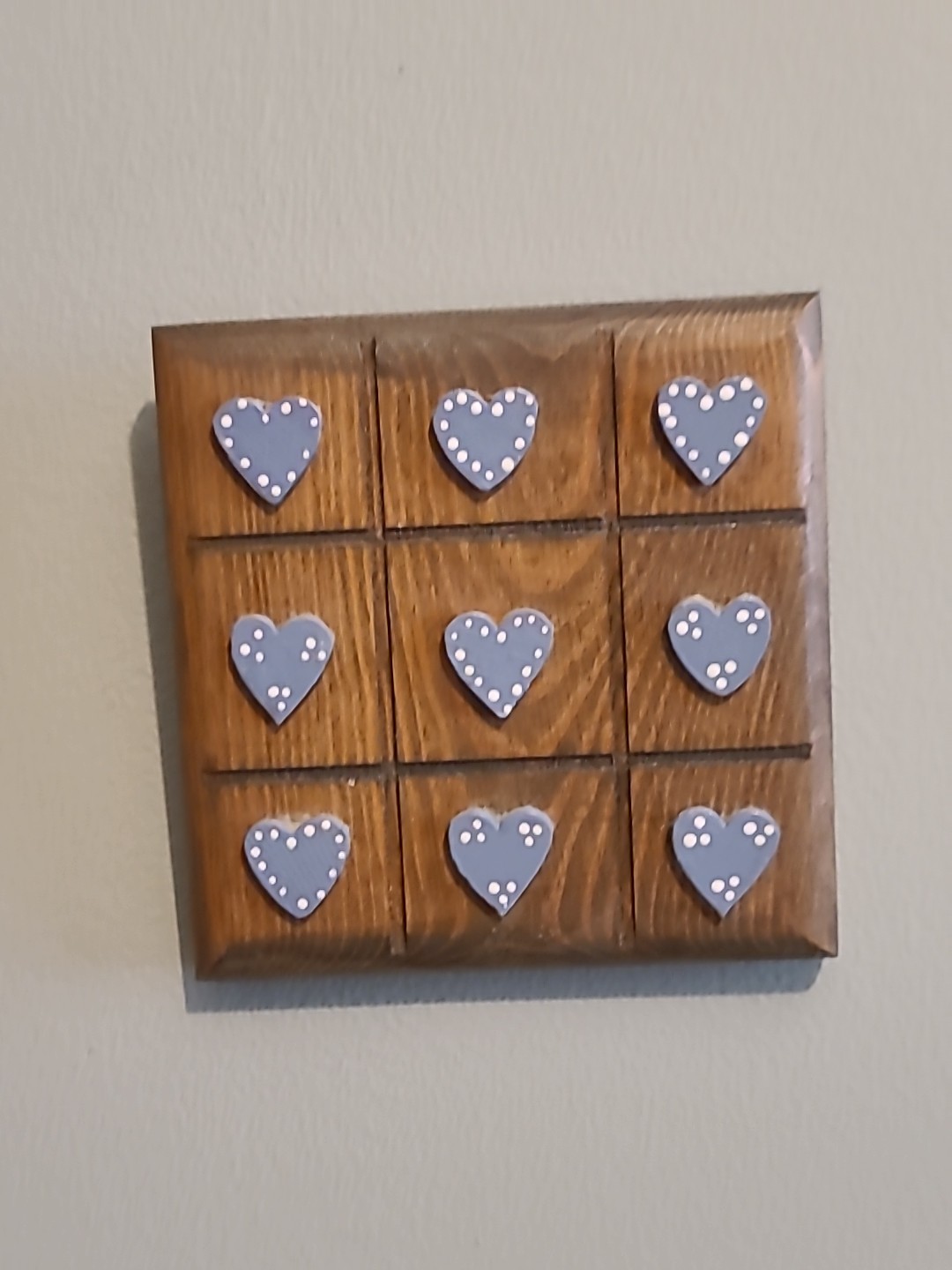 Vintage 90s Wooden Blue Heart Wall Decor Cottage Core 5×5