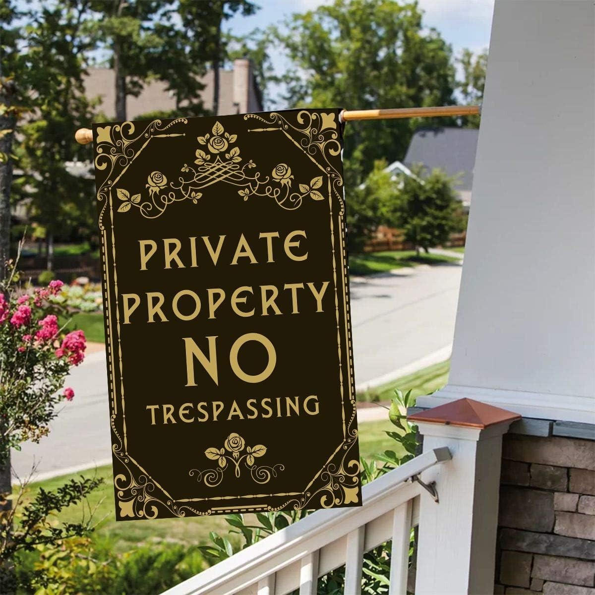 Private Property No Trespassing Sign Flag Garden Lawn Porch Decor for Outside Ya