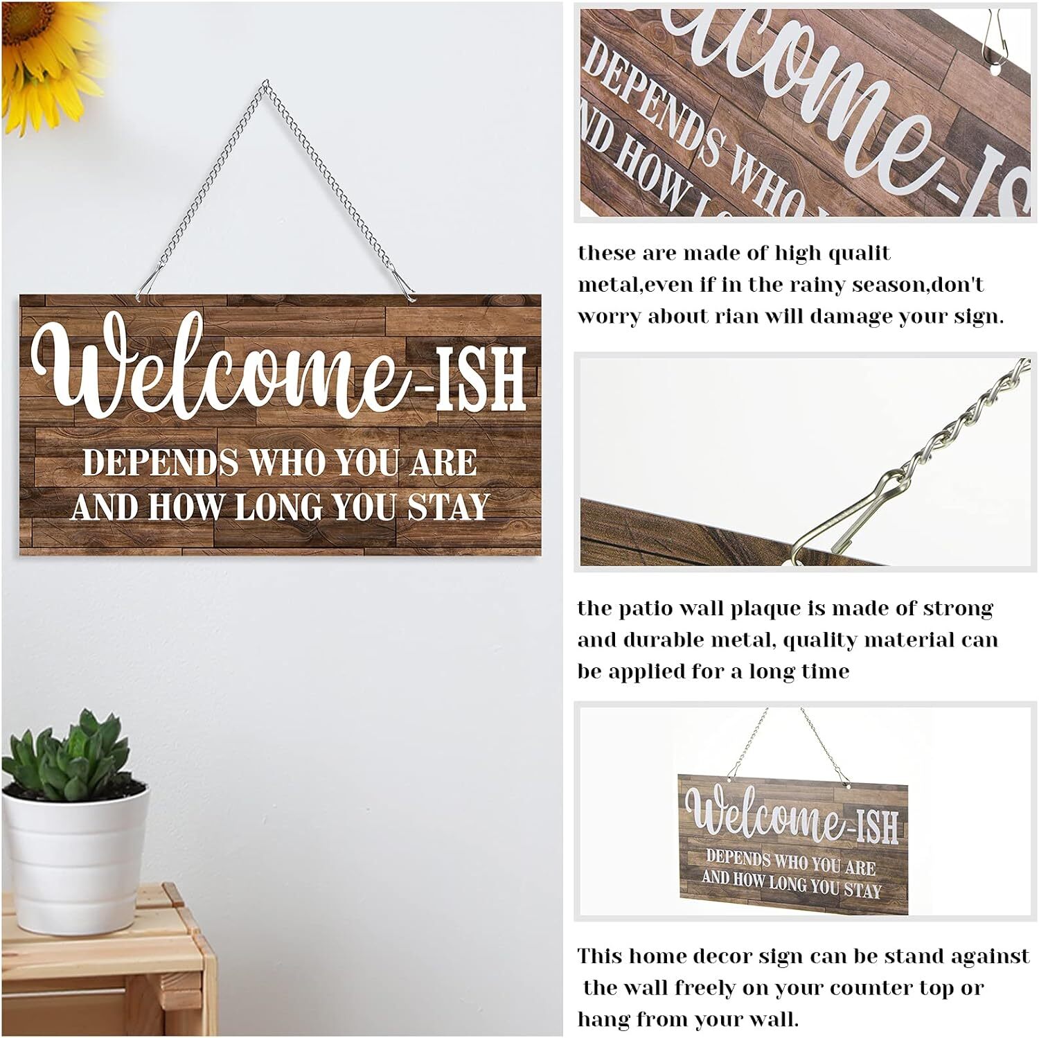 Funny Farmhouse Welcome Sign Welcome-Ish Front Door Sign 12X6 Inch Welcome Wall