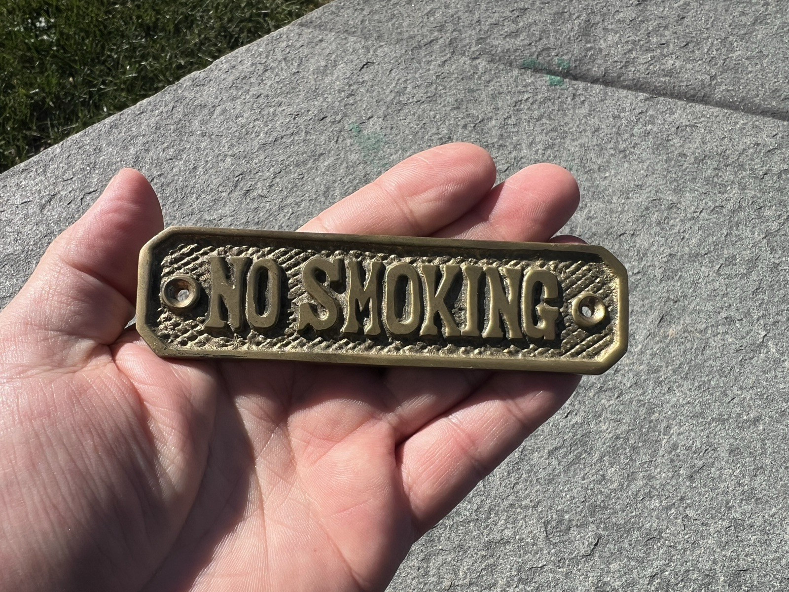 Vintage No Smoking Sign 4.75” Brass Plate Sign
