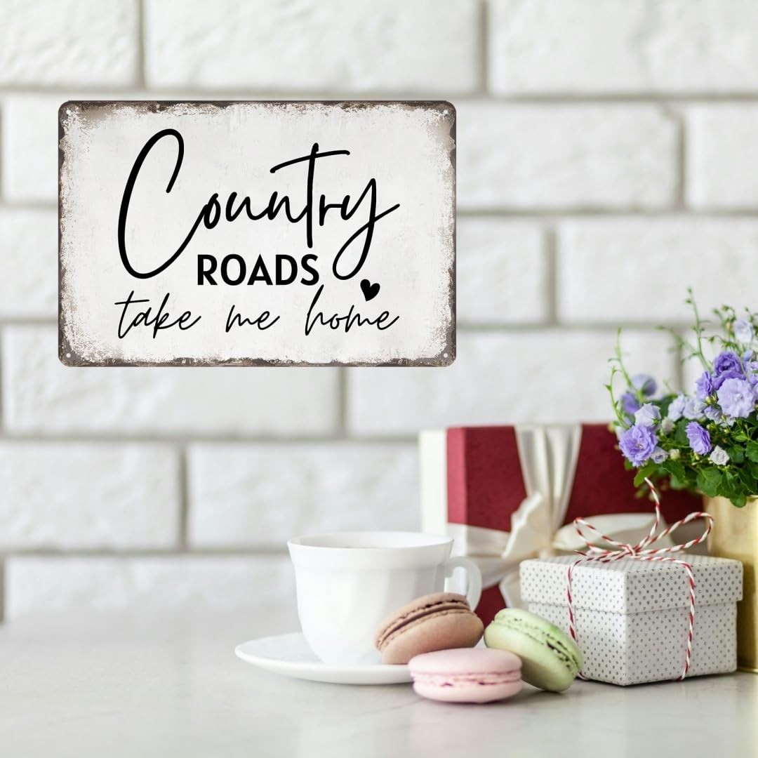 Country Roads Take Me Home Wall Decor Vintage Country Roads Matel Tin Signs W…
