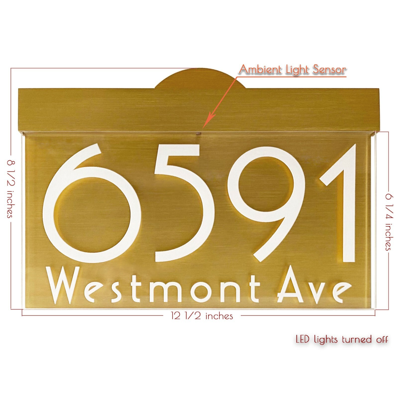 12-16V AC Dusk Dawn Illuminated LED Lighted Address Sign Plaque House number