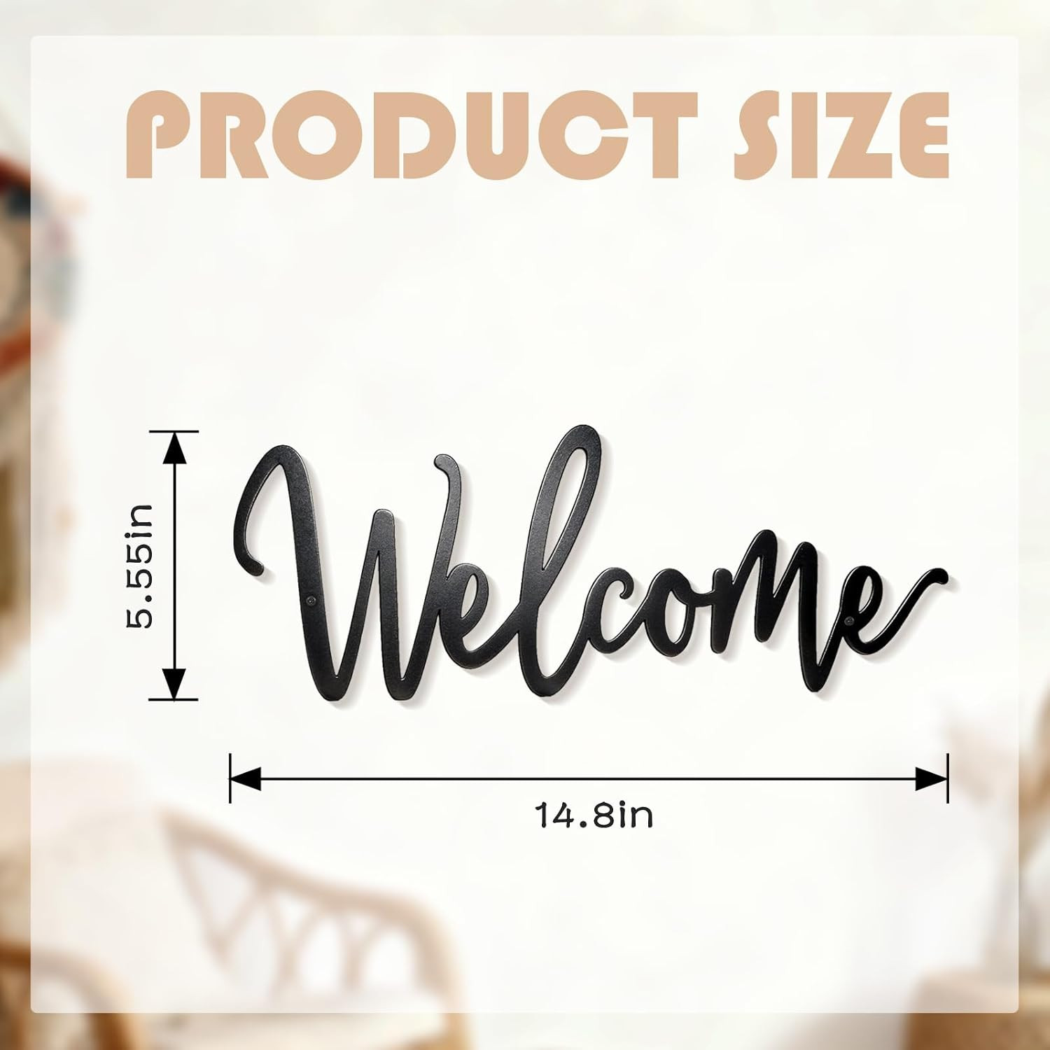 Welcome Metal Sign Wall Decor (Black)