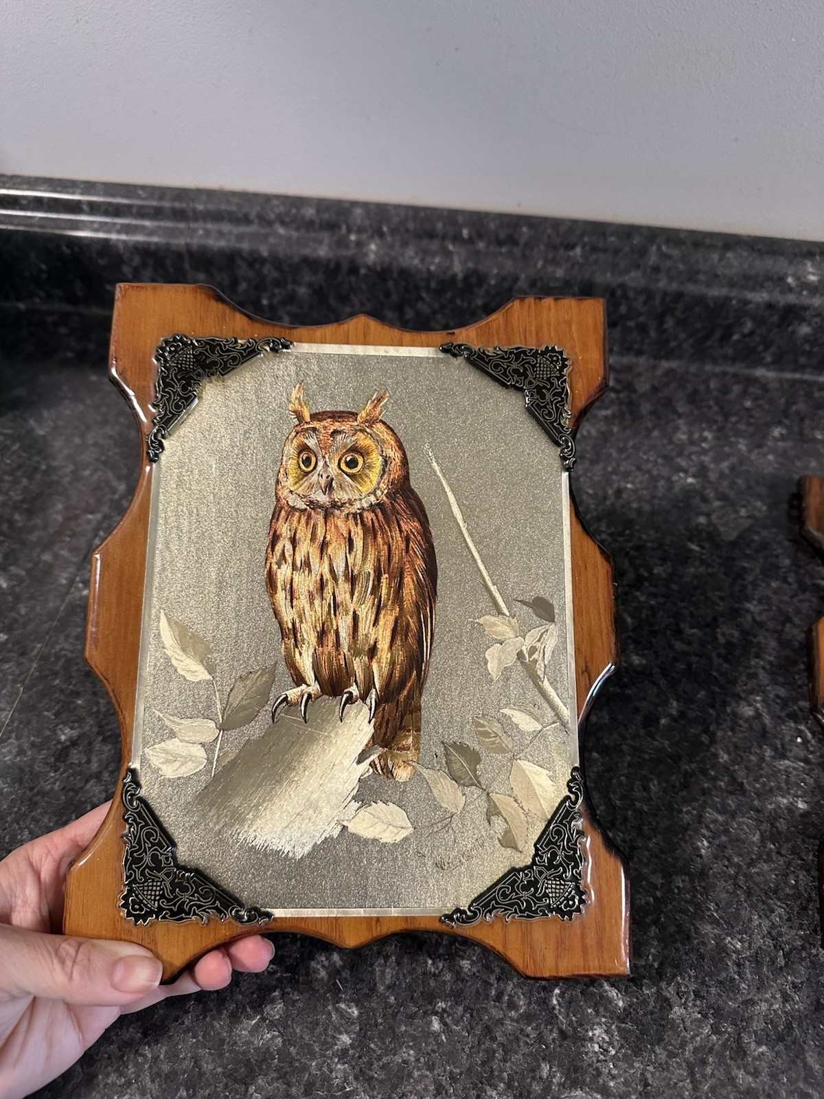 2 Vintage Hand Made Owl Picture Wood Plaques – Clear Polyurethane Covered