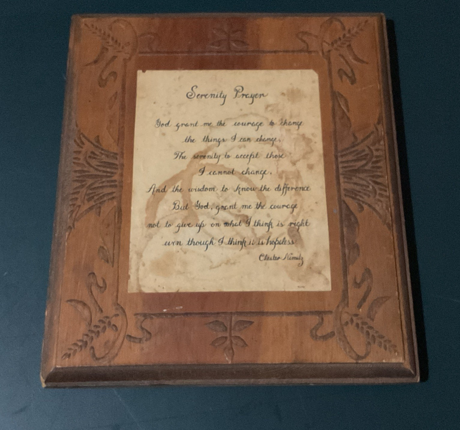 Serenity Prayer Wood Wall Plaque Vertical Rectangle Brown/Beige Floral Indoor