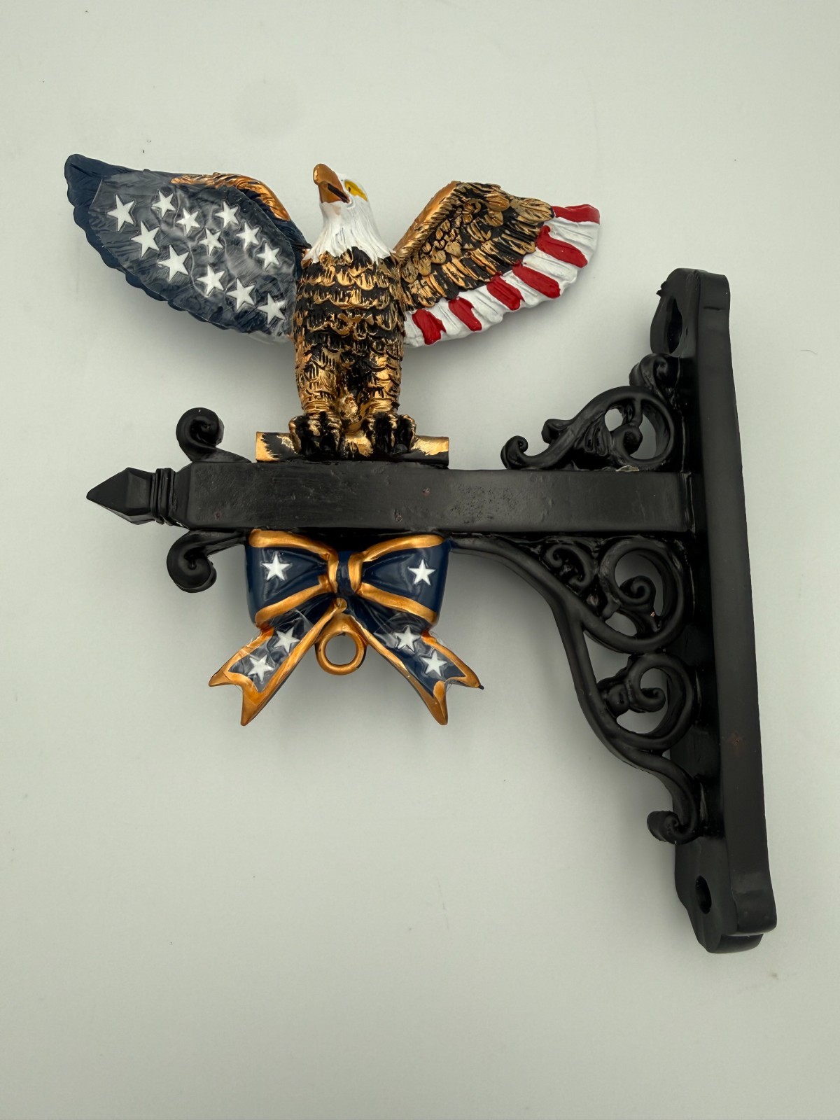 Patriotic American Eagle Wall Bracket Hanging Sign Holder 8″ Cast Decor
