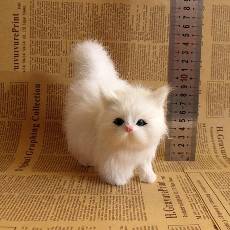 Cute Simulation Cat Plush Toys Soft Stuffed Kitten Model Fake Cat Realist Animal