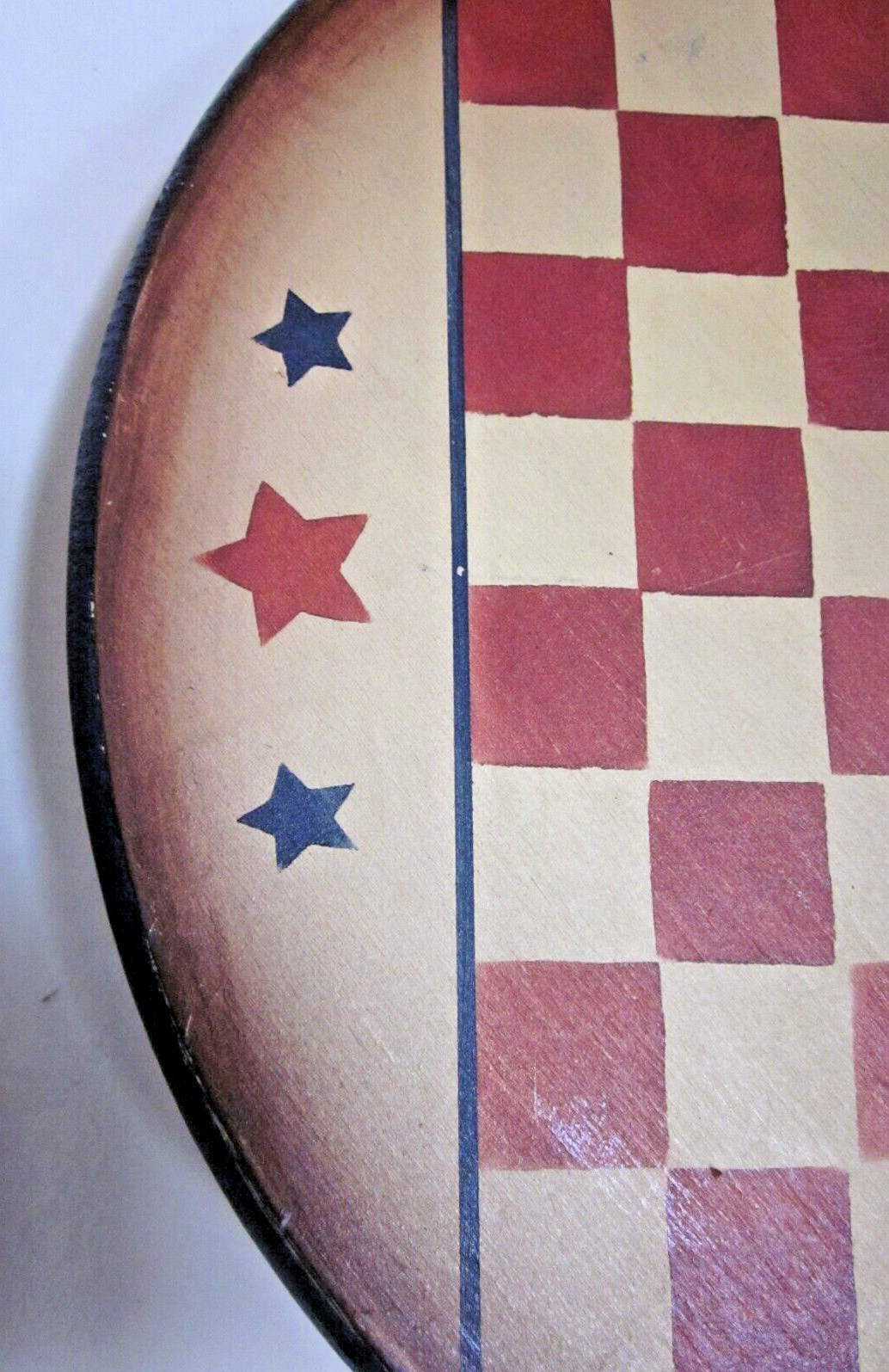 Primitive Country Checkerboard Star Round Hanging Gameboard MDF Wood 10.5W