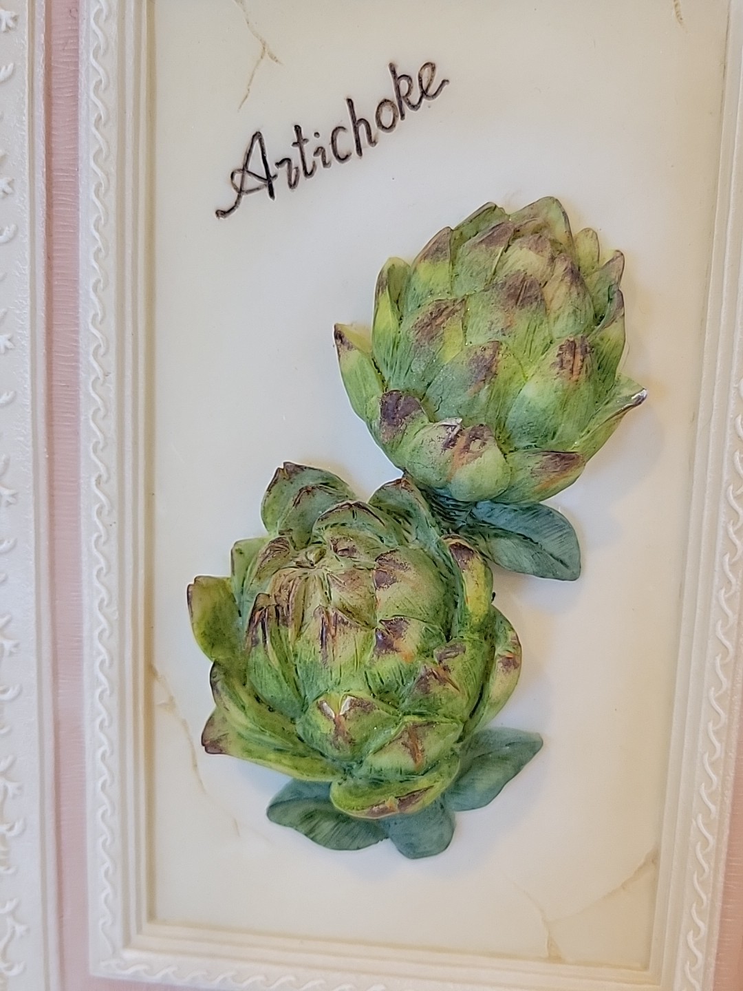 Vtg 3D Vegetable Wall Art Lot 3 Carrot Asparagus Artichoke Kitchen Decor 5×7