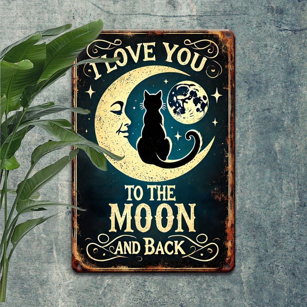 Retro Metal Sign Charming I Love You To The Moon And Back Aluminum Sign