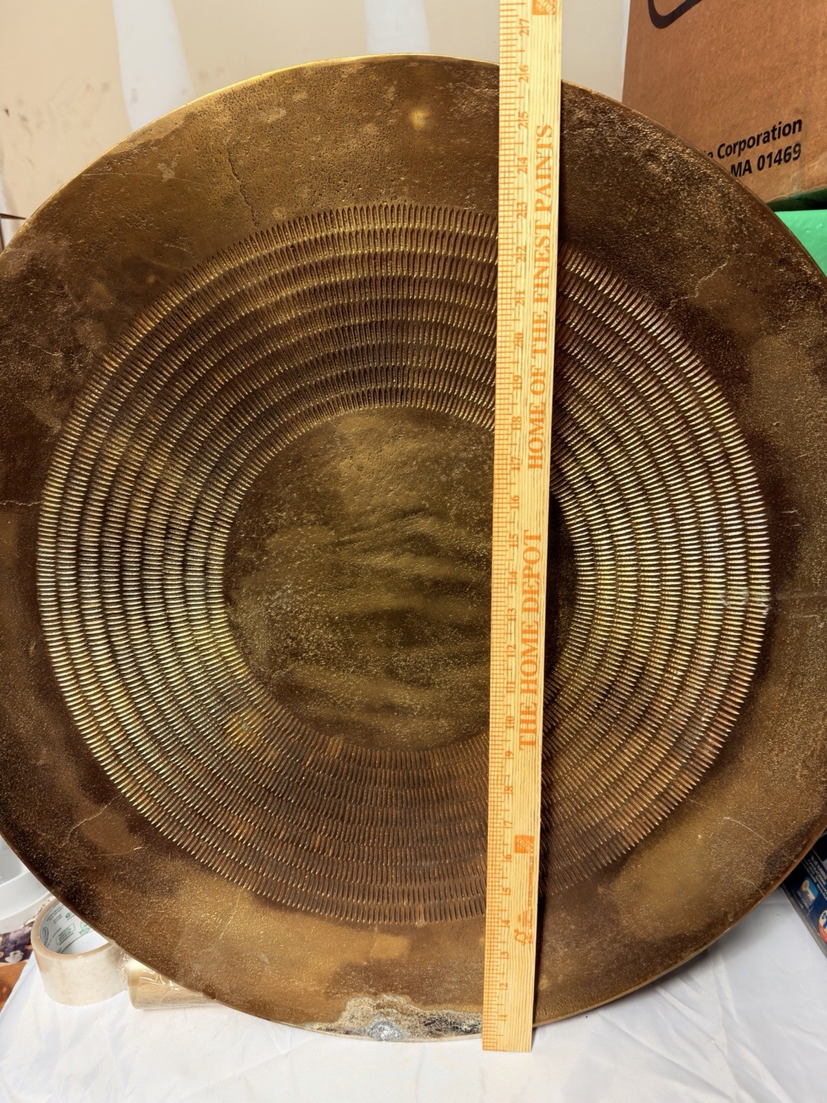 Crate & Barrel Metal Disc Wall Art, Large Decorative Wall Hanging – See Damage