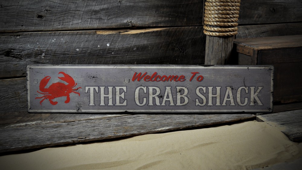 Custom Welcome to Crab Shack Sign – Rustic Hand Made Vintage Wooden