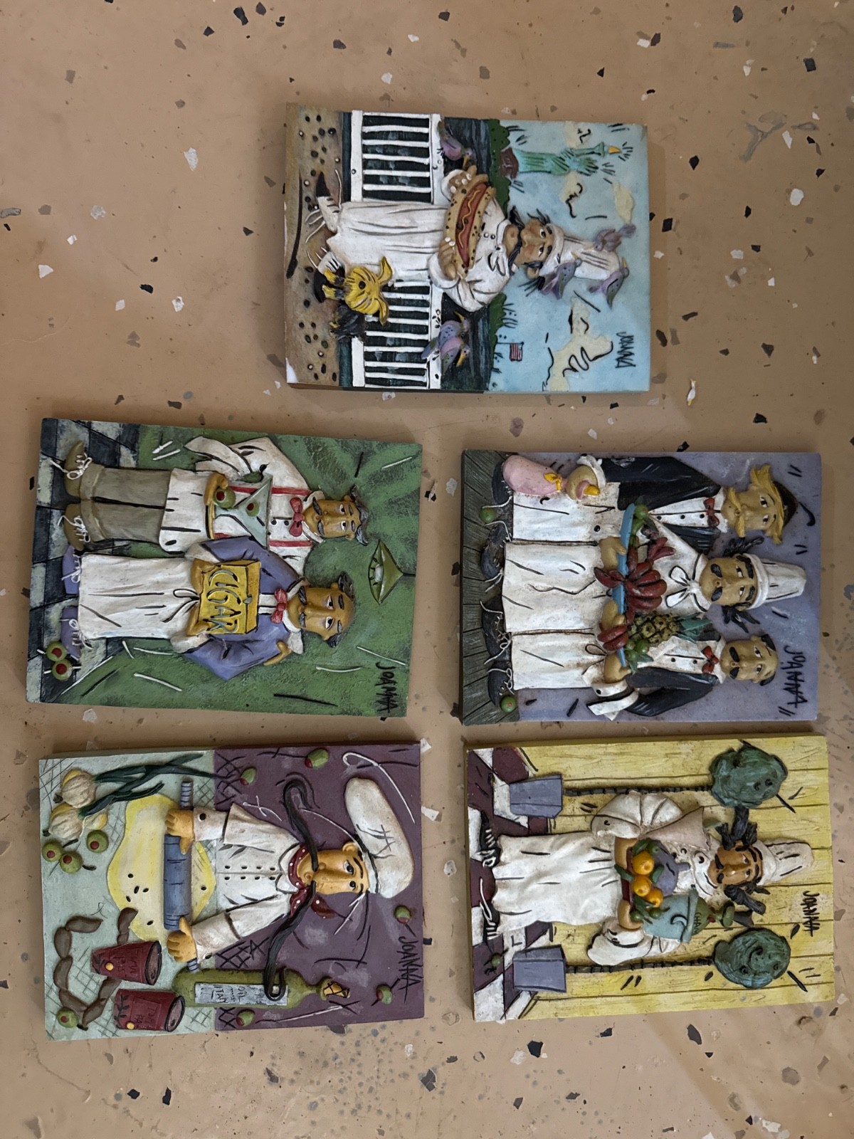 JOANNA decorative french resteurant crew kitchen plaque set, 6.5″ x 4.25″ x 0.5″