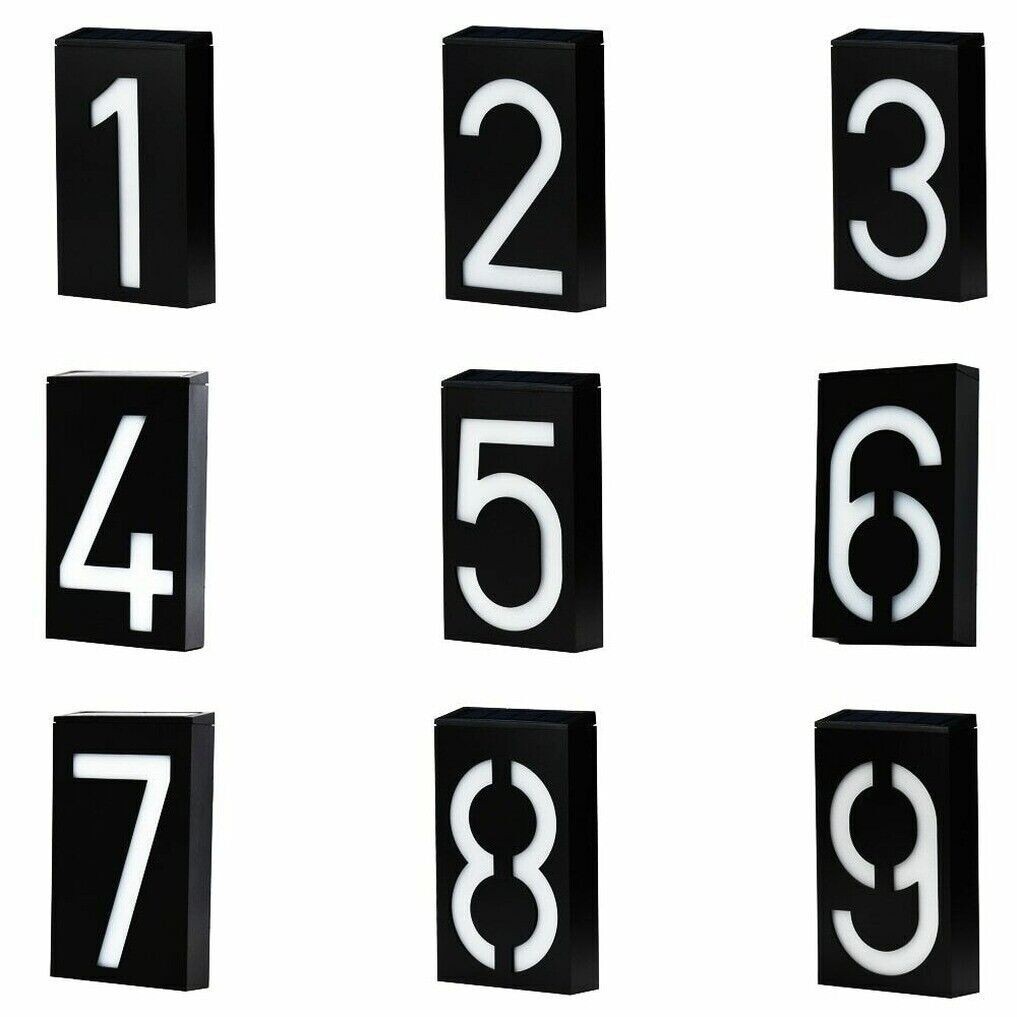 New Solar Power LED Number Sign Light House Hotel Door Address Digits Waterproof