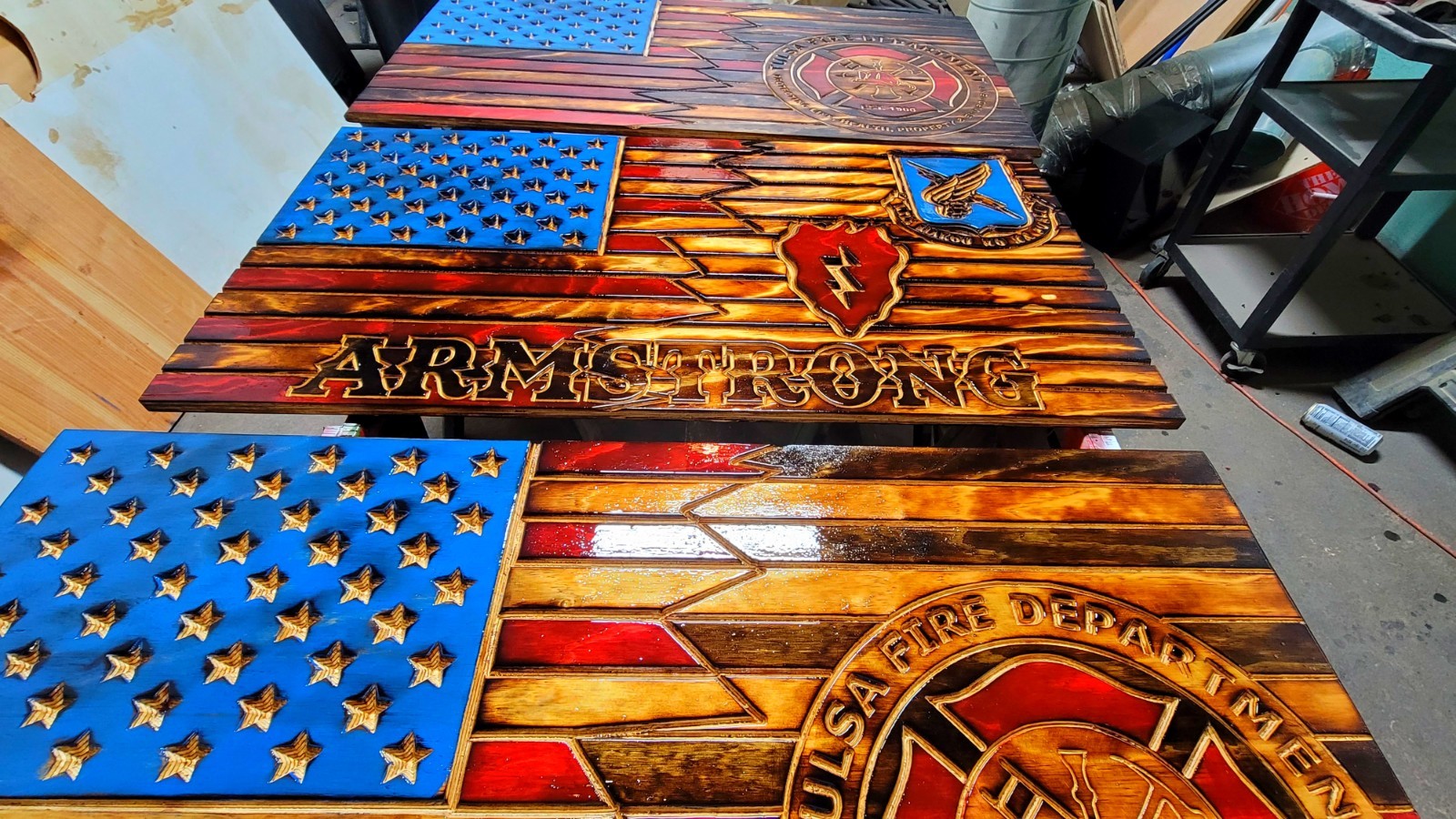 🇺🇸 Custom Carved Wooden American Flag – 24″x48″ – Handmade Rustic USA Wall Art