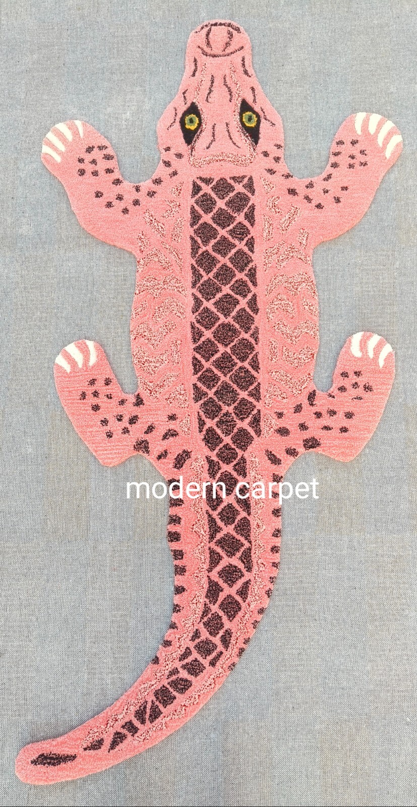 Modern Crocodile Shaped Tufted Rug Pink Brown Alligator Novelty Kids Area Carpet