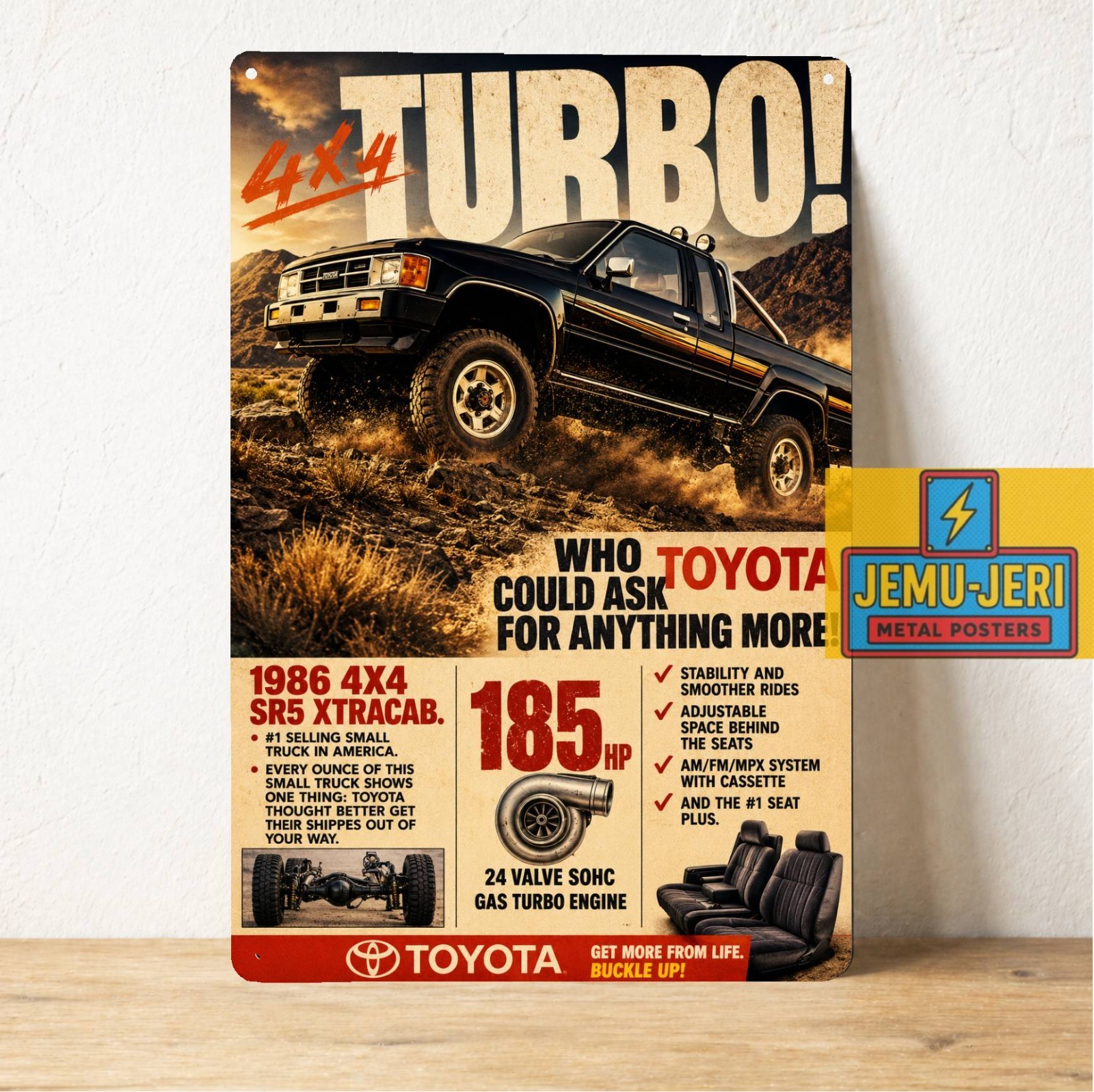 1986 Toyota 4×4 SR5 Xtracab Turbo Metal Poster Tin Sign 20x30cm
