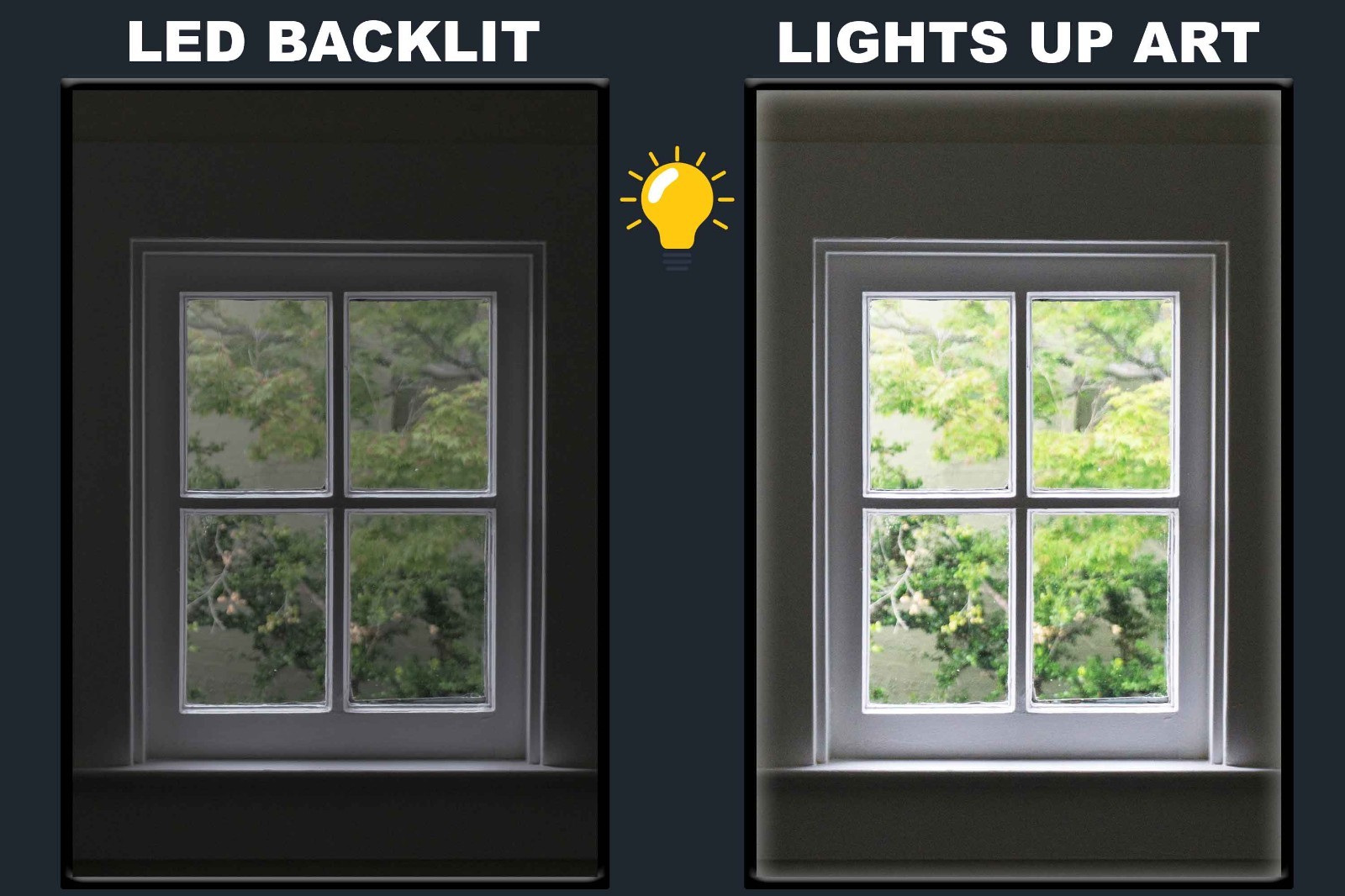 LED Backlit Window View Wall Art Lighted Frame – grey window