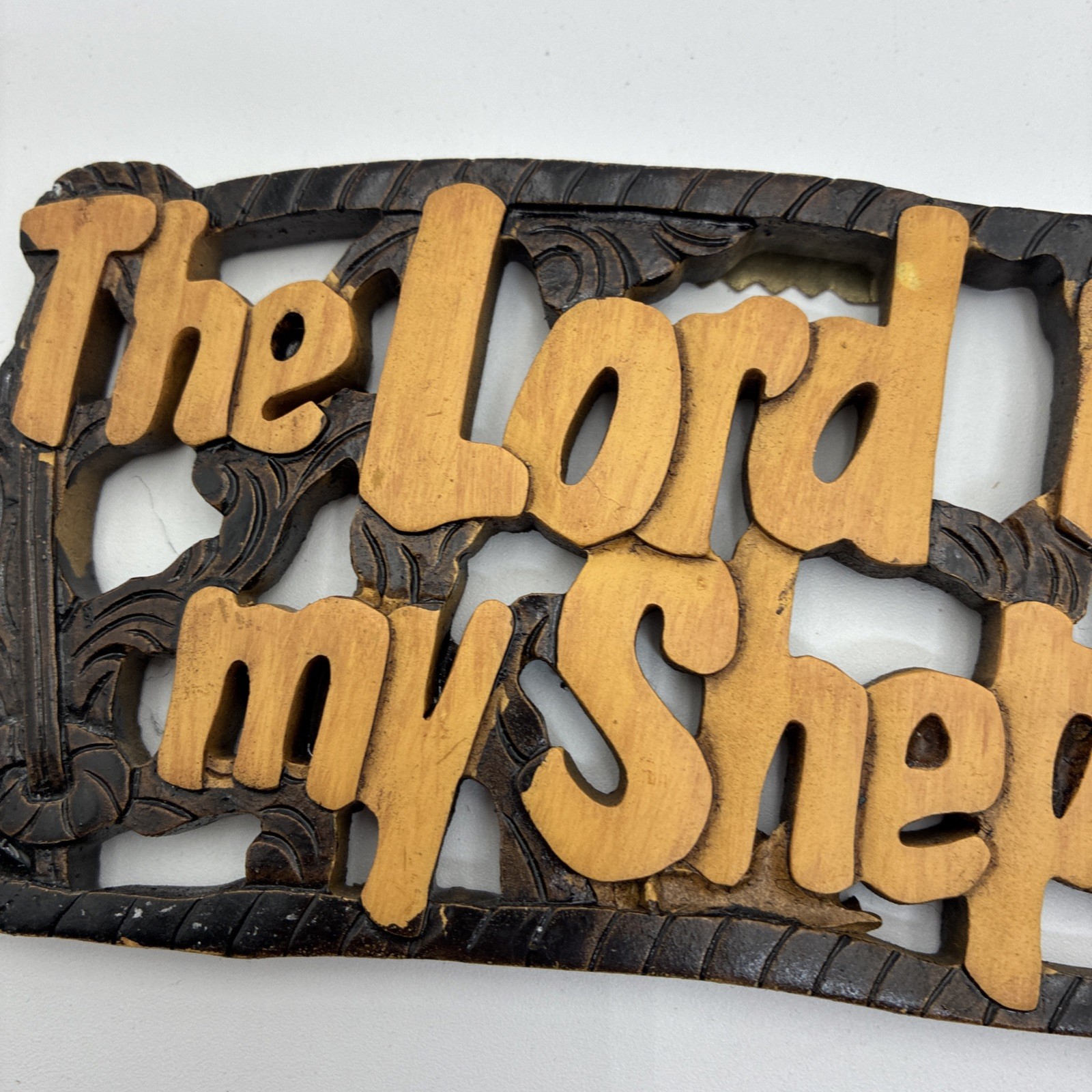 The Lord Is My Shepherd Wood Look Wall Plaque Religious Decor 7 Inch Brown Tan