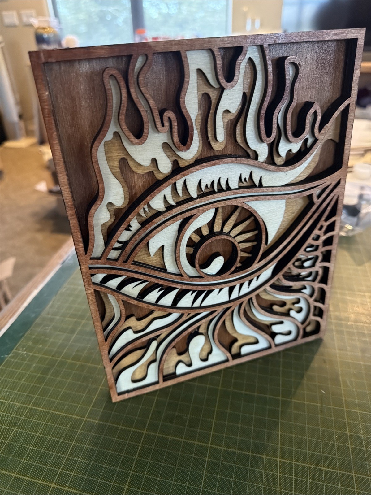 Mandala Eye MultiLayered Wood Wall Art 8×10 inches Handcrafted