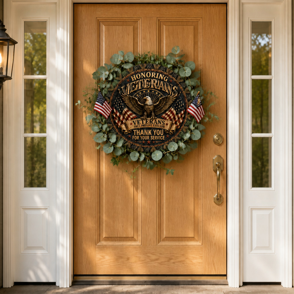 Rustic Honoring Veterans Metal Sign Americana Wall Decor Outdoor Welcome 10″ 12″