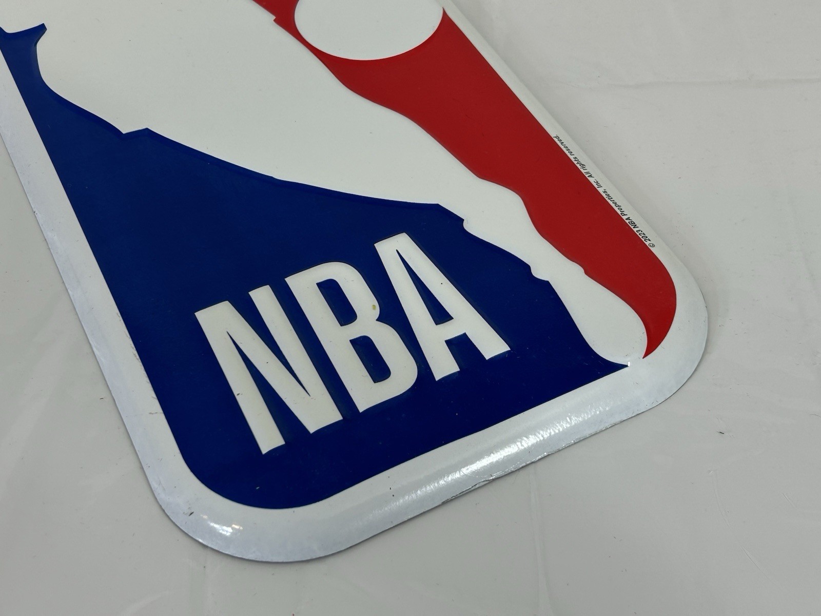 NBA Logo Metal Wall Sign 7×15 Embossed Red White Blue Basketball Decor – B22