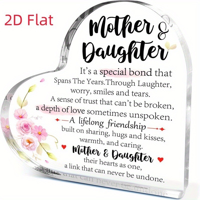 Gift from Daughter to Mom Heart-Shaped Acrylic Plaque Mother’S Day Gift Birthday