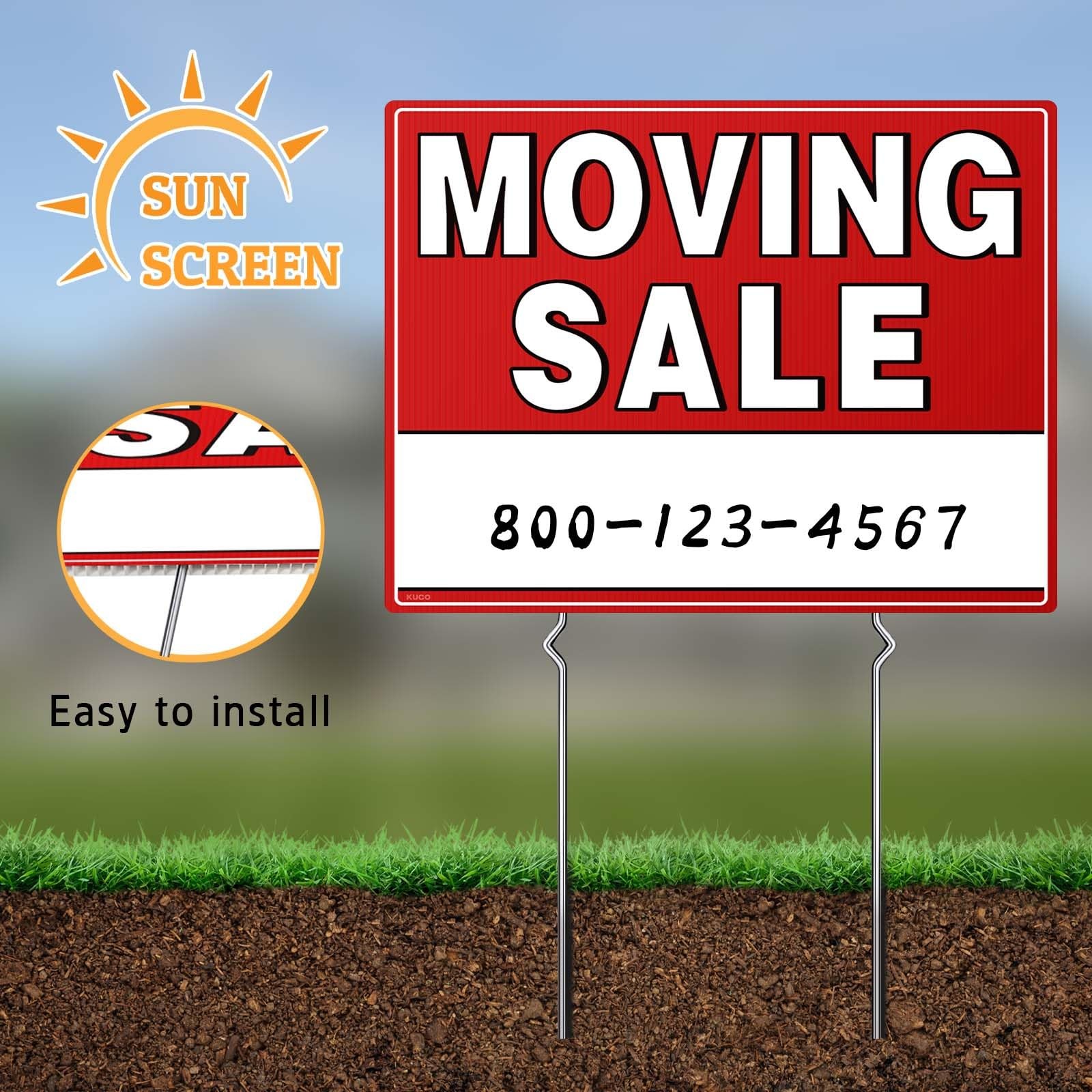 Weather-Proof Moving Sale Signs, 7 Pack, 17″x13″, Double-Sided with Arrows