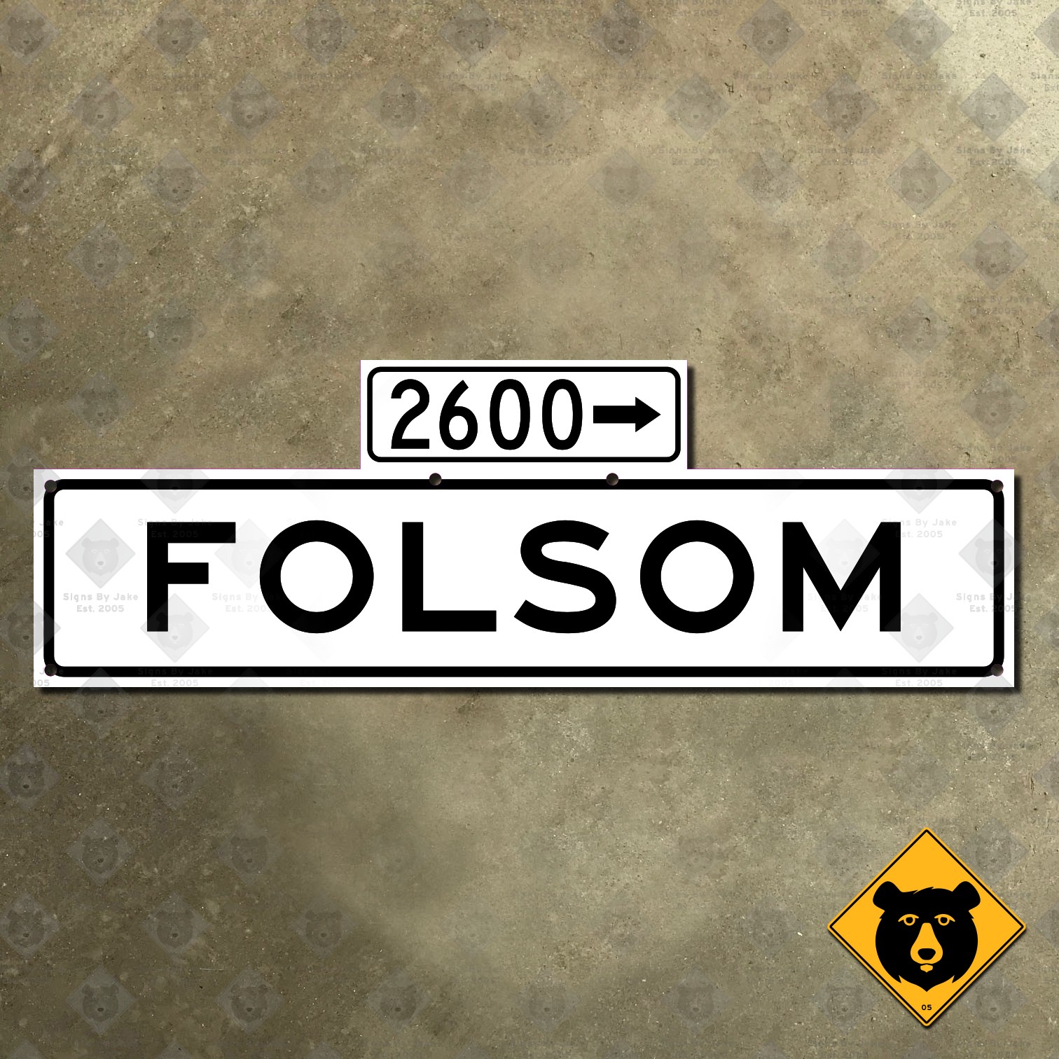 San Francisco California Folsom Street blade road sign 2600 block 1965 36×12