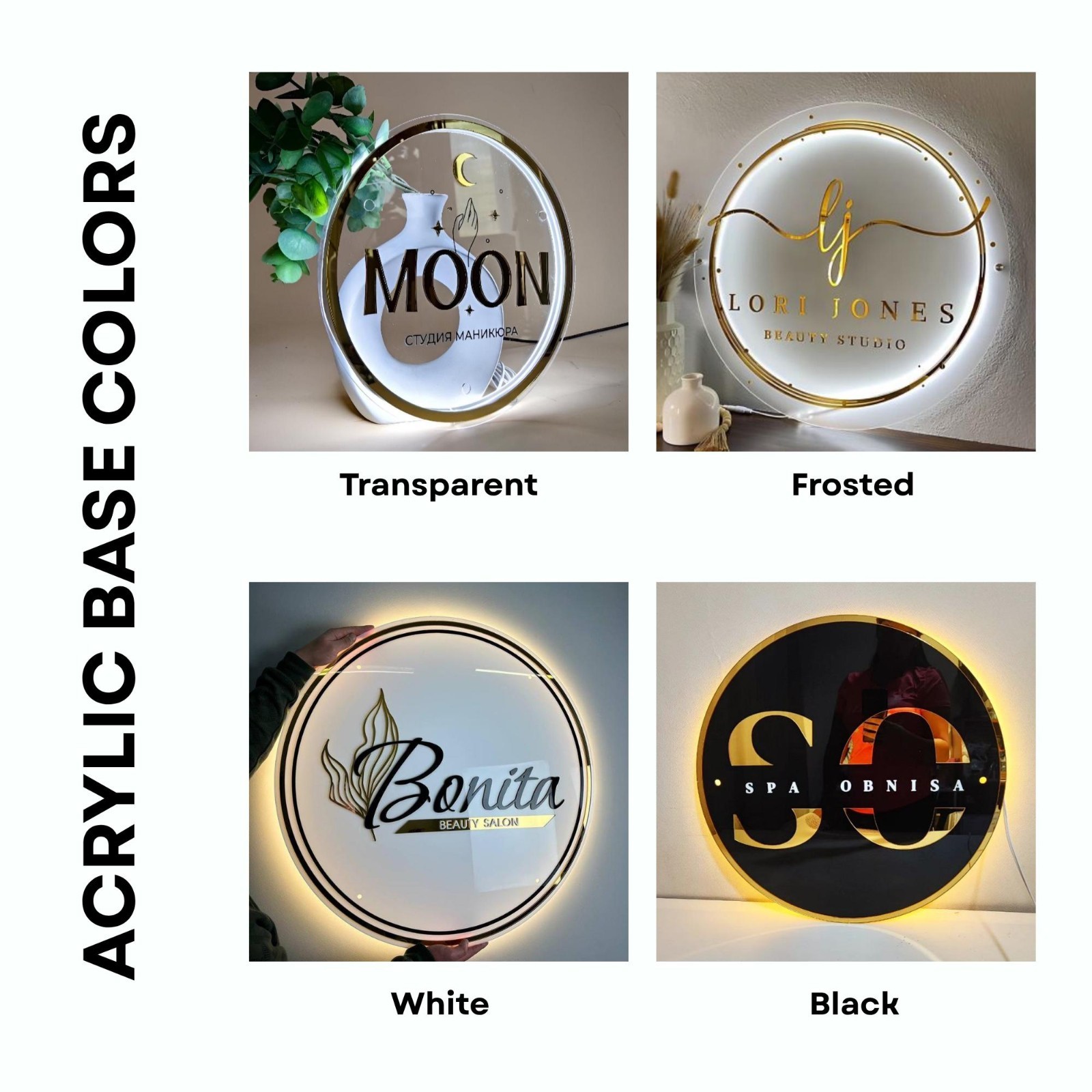 Custom Round Acrylic LED Logo Sign – 3D Backlit Business Storefront Wall Mounted