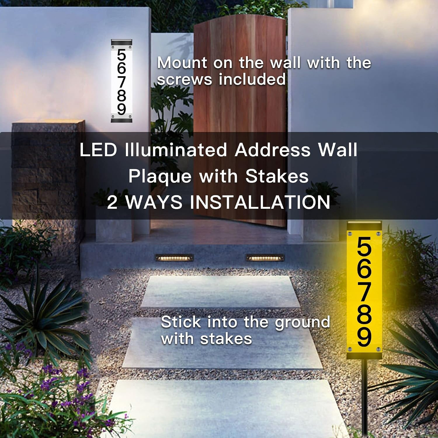 Solar House Numbers for outside Lighted Address Sign Plaque | Address Numbers fo