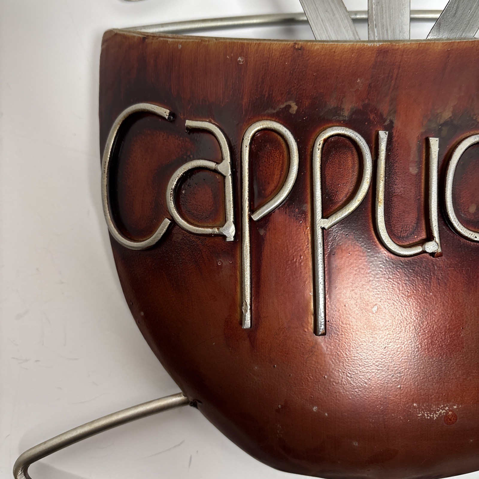 Metal Cappuccino Themed Decorative Wall Hanging or Tabletop Accent