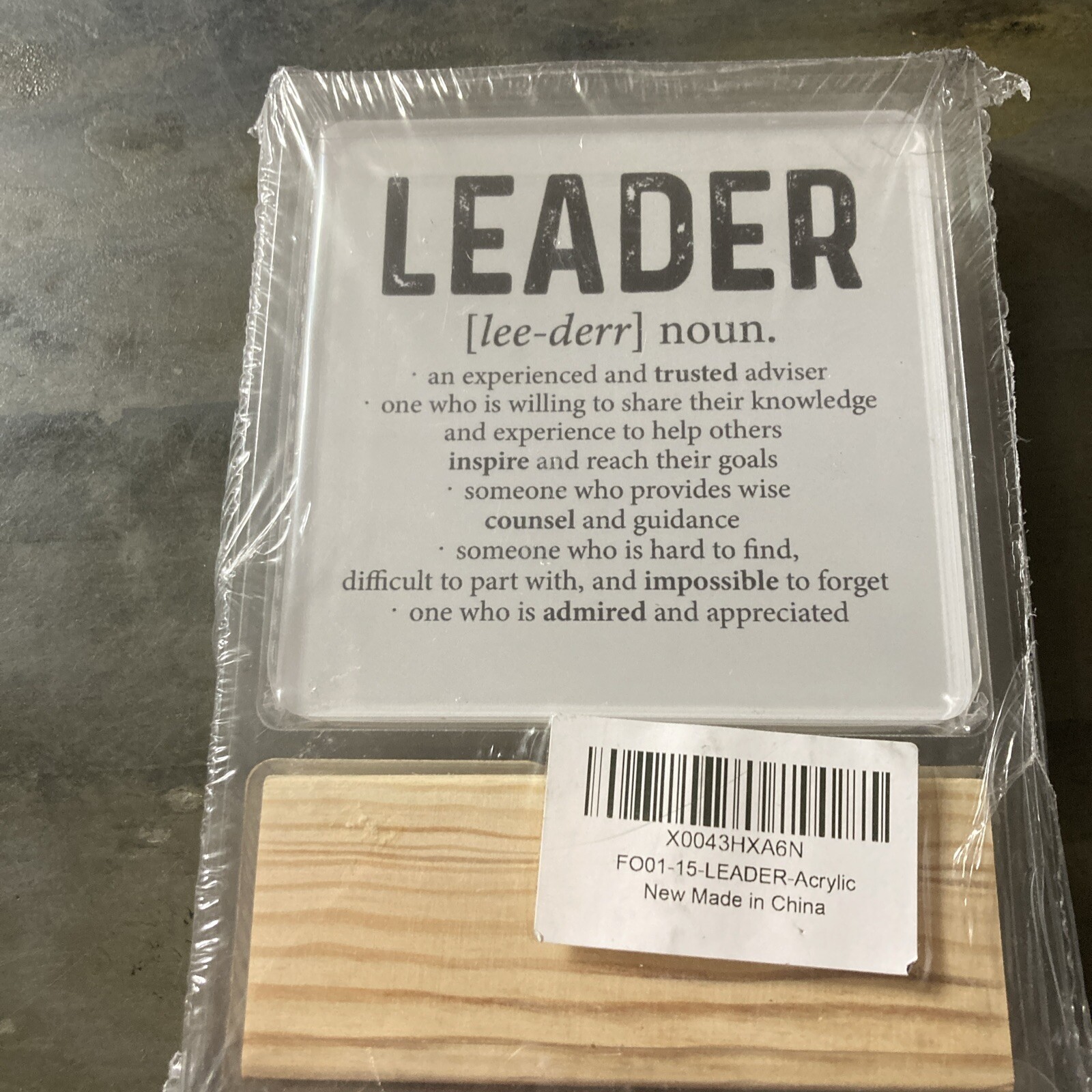 Leader Acrylic Sign With Wood Base