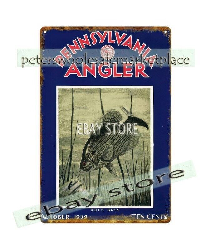1939 Pennsylvania sporting fishing outdoor boating metal tin sign art and prints
