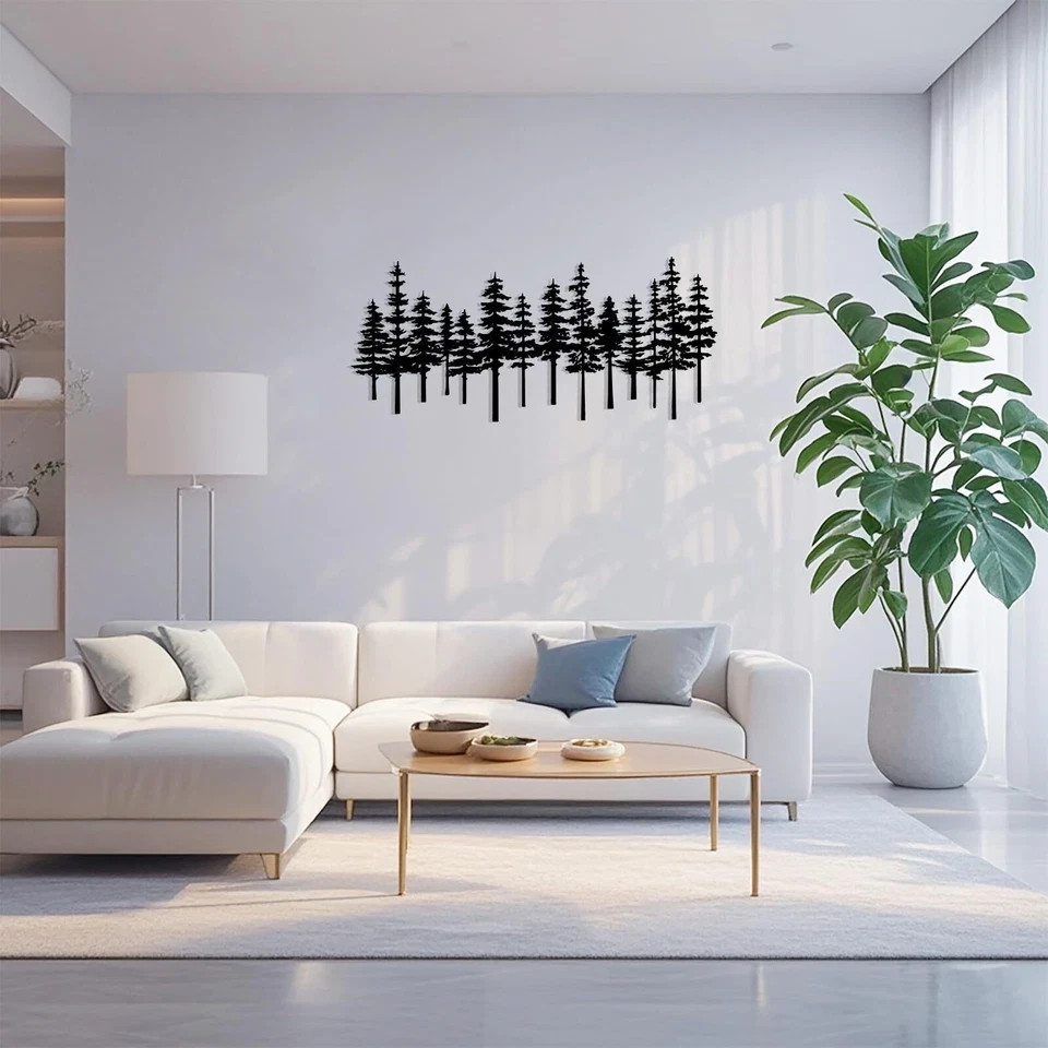 Cedar Tree Metal Wall Art – Nature Decor for Living Room Forest Metal Sign Tr…