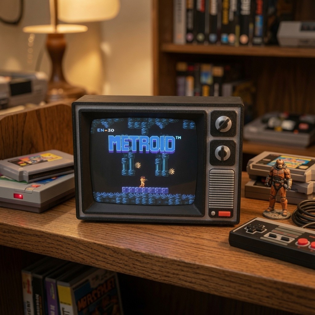 Metroid Retro TV Display – NES Classic Nintendo 80s Video Game