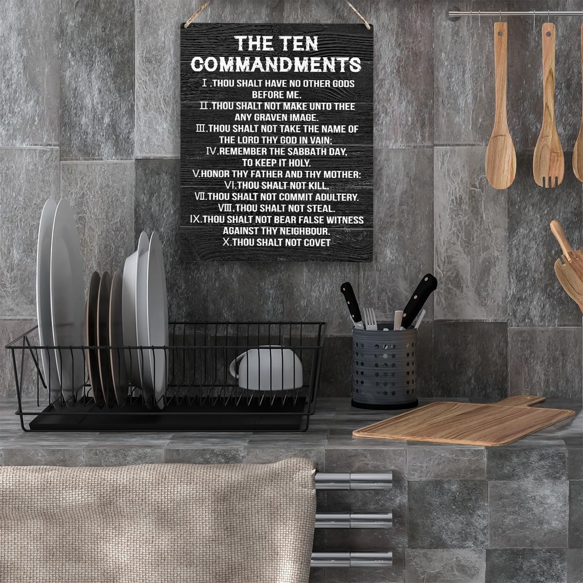 YCYD Ten Commandments Decor,10 8 inches x 10 inches, Black