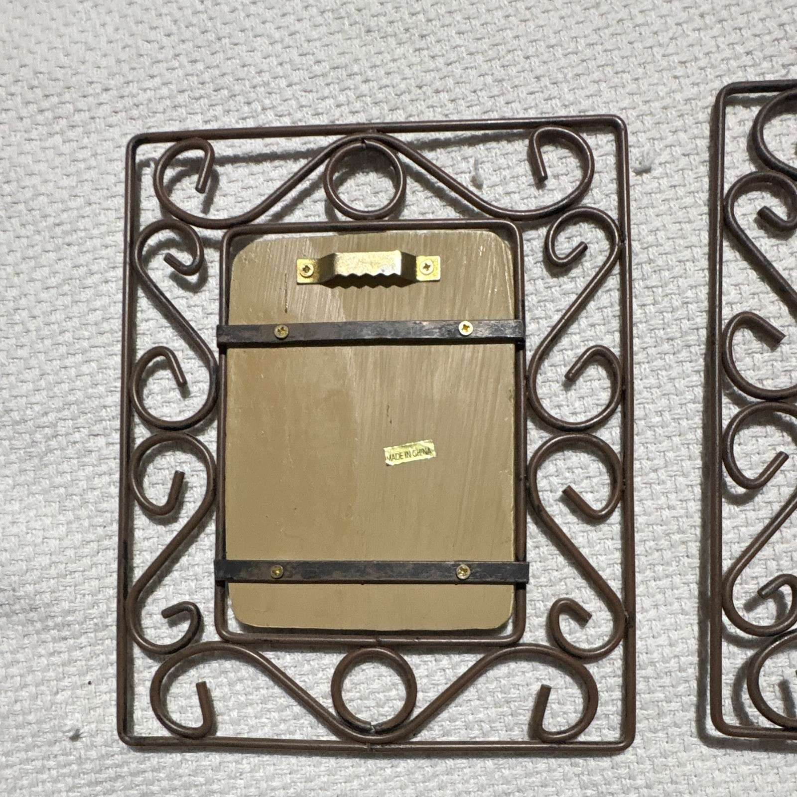 Set of 2 Decorative Metal Floral Wall Plaques Brown Gold Ready to Hang Vertical
