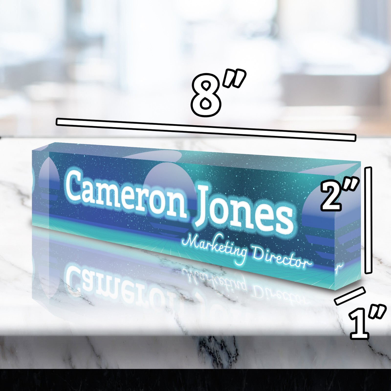 Retro Neon Custom Acrylic Desk Plate Personalized Name Design VWAQ ACS63