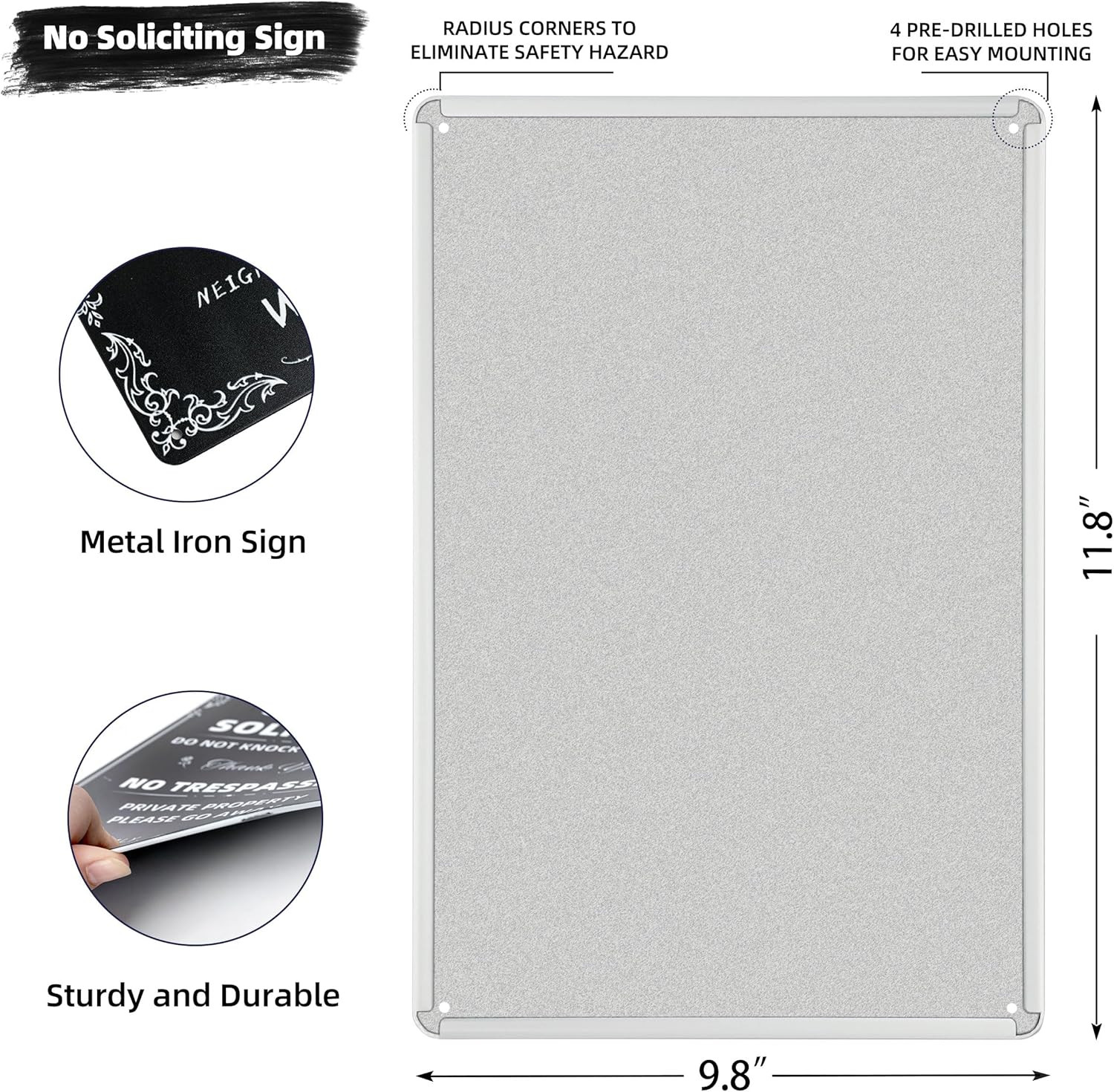 Daily Decorative Signs No Soliciting Chic Metal Signs for Outdoor Yard Signs or