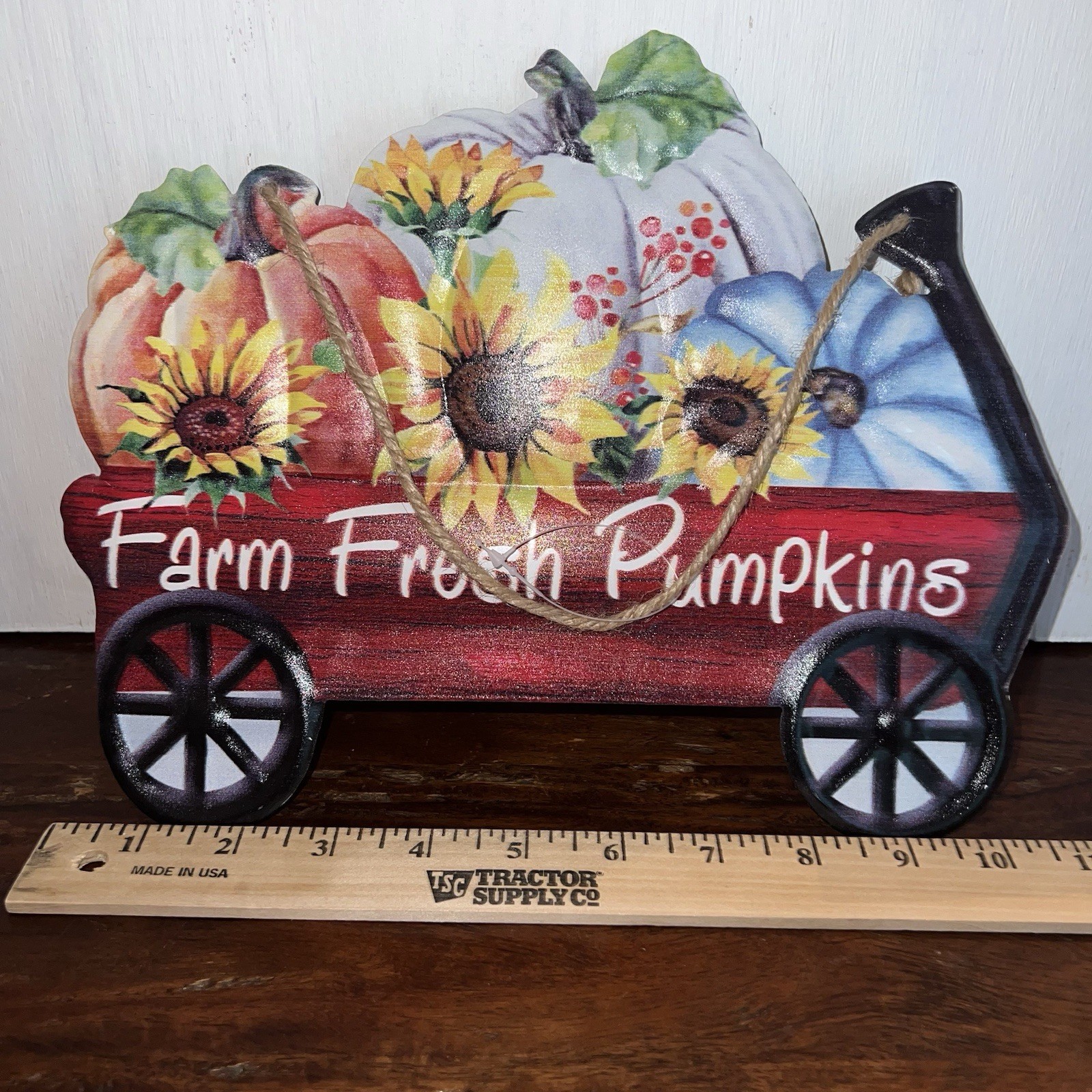 Fall Decor Pumpkin Wagon Door Sign Farm Fresh Hanging Metal Farmhouse 11”