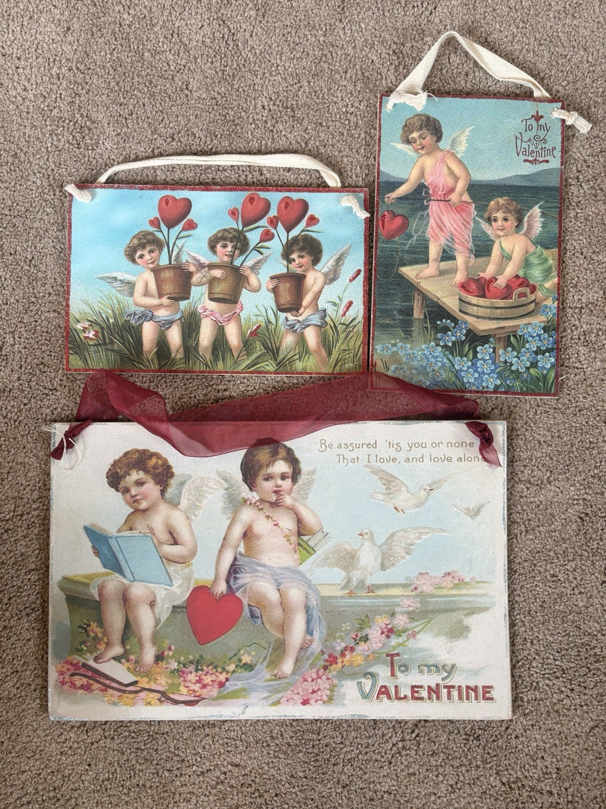 LOT OF 3 HANDMADE VICTORIAN REPRODUCTION SIGNS