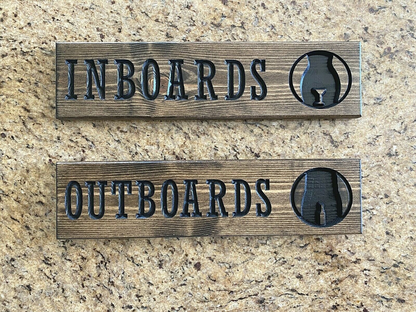 USA Carved Handcrafted wood signs Inboards & Outboards signs Funny restroom