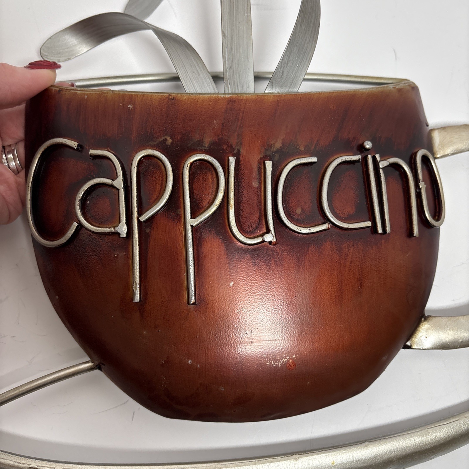 Metal Cappuccino Themed Decorative Wall Hanging or Tabletop Accent