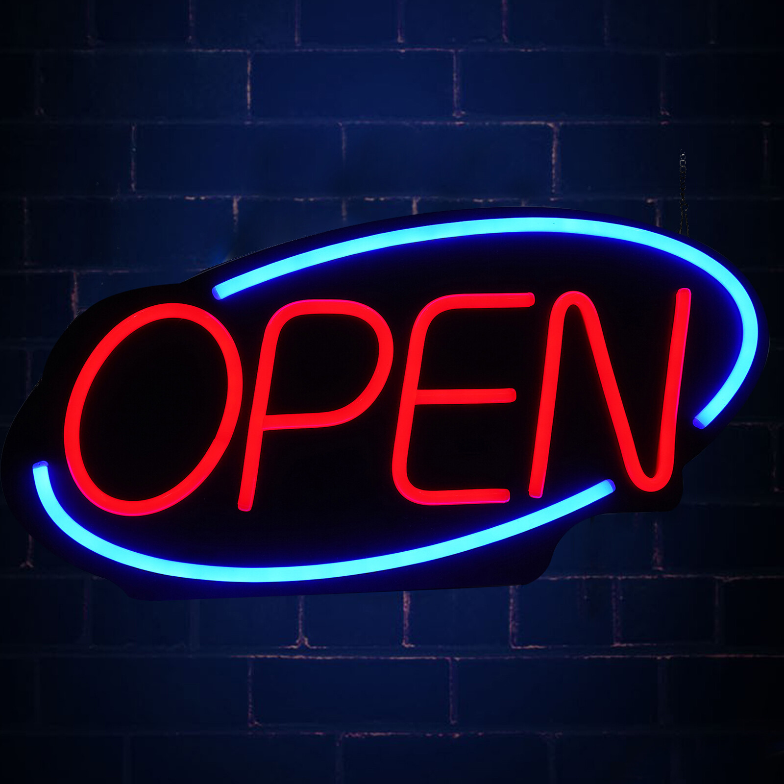 LED Neon Open Sign-24x12in Wall Hanging Brightness Adjustable for Store Cafe Art